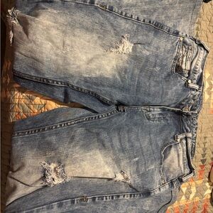 Cowgirl Tuff Light Blue Distressed Boyfriend Jeans